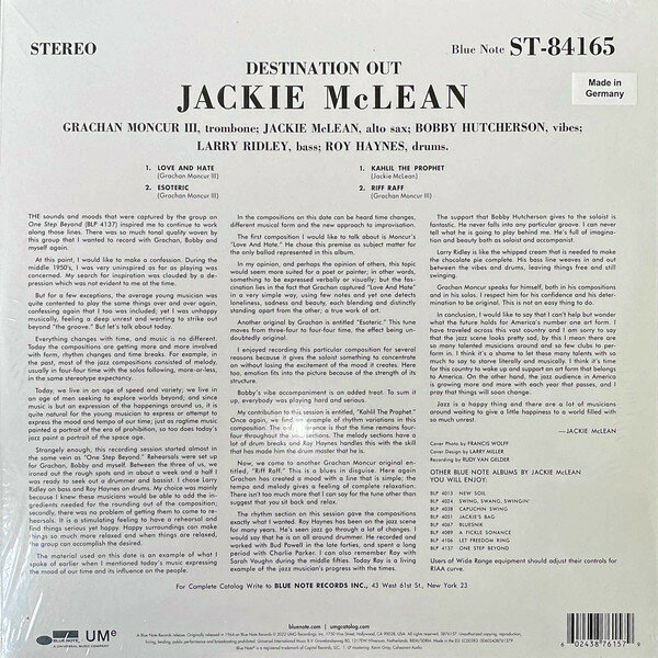 Jackie Mclean Destination Out (Винил) Blue Note - фото №2