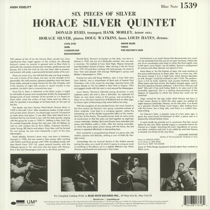 0602438176182, Виниловая пластинка Silver, Horace, 6 Pieces Of Silver Blue Note - фото №2