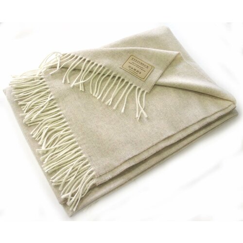 Плед из шерсти ягнёнка Steinbeck Teltow 1 бежевый в елочку 130х190