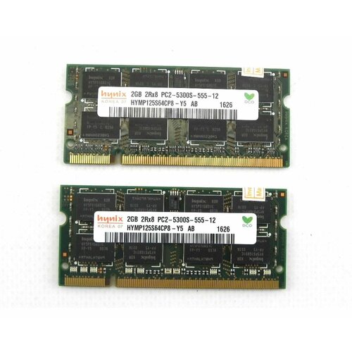 Оперативная память Hynix 4GB 2x2Gb DDR2 PC2-5300S SO-DIMM 2Gb -2 шт 1285₽
