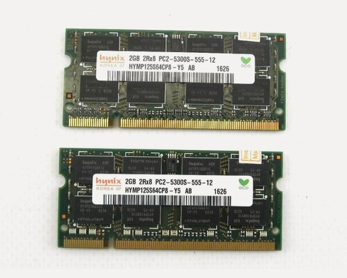 Изображение товара Оперативная память Hynix 4GB (2x2Gb) DDR2 PC2-5300S SODIMM 2Gb HYMP125S64CP8-Y5 AB -2 шт.
