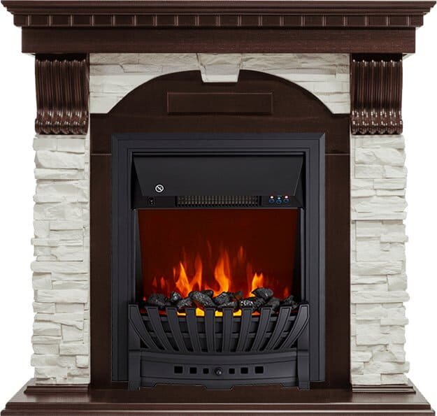 Камин Royal Flame Dublin Темный дуб Сланец белый с Aspen Black