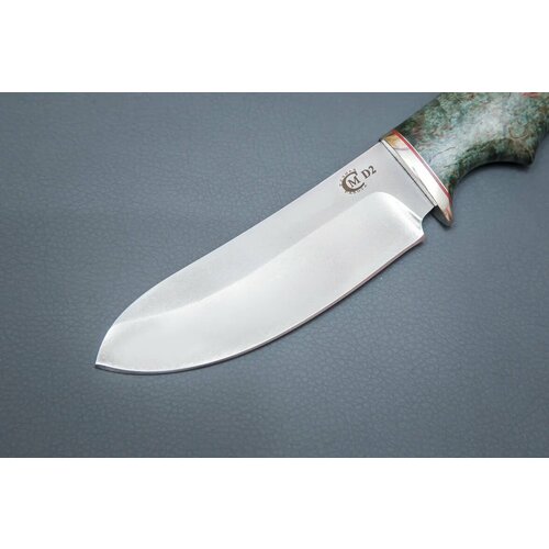 Нож из стали D2 «Кречет», рукоять литье мельхиор, стабилизированная карельская береза - Кузница Сёмина