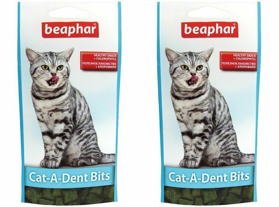 Beaphar Лакомство для кошек CAT-A-DENT BITS подушечки для чистки зубов, 35 г, 2 уп