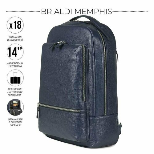 фото Мужской рюкзак с 18 карманами и отделениями brialdi memphis (мемфис) relief navy
