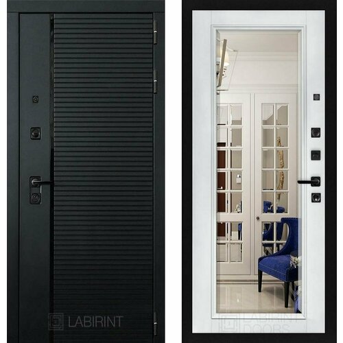 Входная дверь Labirint Piano с зеркалом Фацет 880x2050, открывание правое