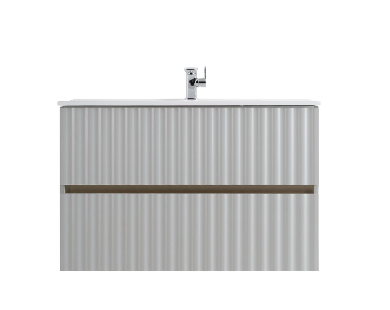 Мебель для ванной комнаты подвесная с LED подсветкой ручек Art&Max ELEGANT 90 см Светло-серый матовый - фотография № 3