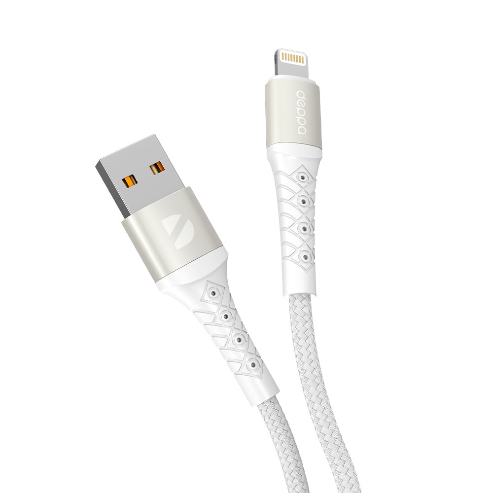 фото Дата-кабель Armor USB-A – Lighting, 1 м, белый, Deppa, крафт, Deppa 72519-OZ