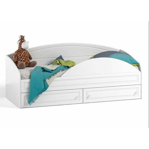 Кровать одинарная с ящиками + Борт защитный для кровати Катрин-К АФ-11+АФ11А Афина Белое дерево