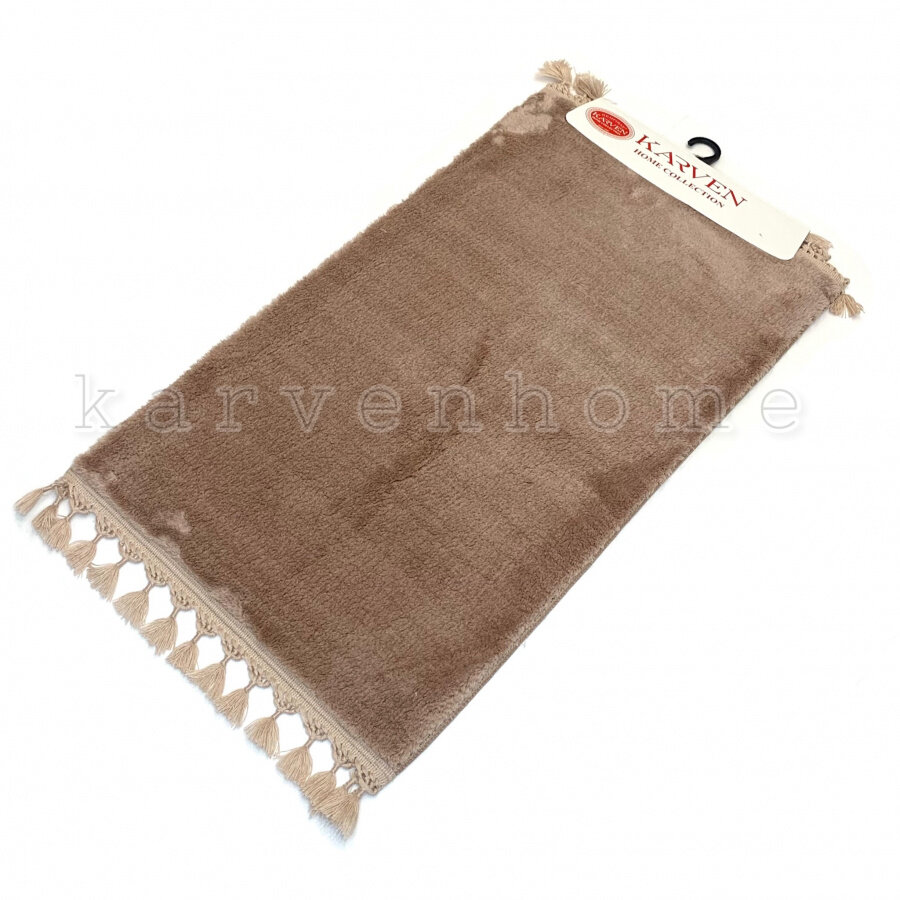 Комплект хлопковых ковриков (60х100 + 50х60) Post Dokuma Sacakli коричневый Karven (коричневый), Комплект ковриков