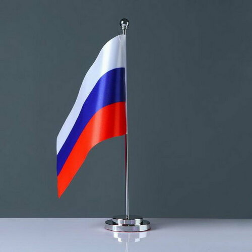 Флаг России настольный "Конференция", 15 x 22 см, h штока-33 см