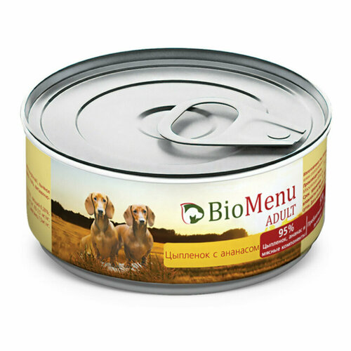 BioMenu Adult влажный корм для взрослых собак с цыпленком и ананасами, в консервах - 100 г х 24 шт