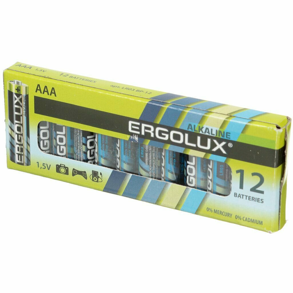 AAA Батарейка ERGOLUX Alkaline LR03 BP-12, 12 шт. 1250мAч - фото №16