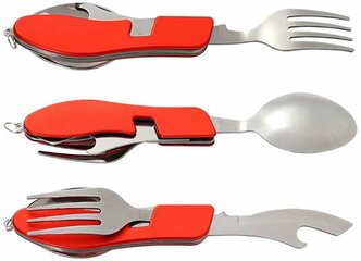 Туристическая посуда походный складной набор ложка вилка нож в чехле 4 в 1