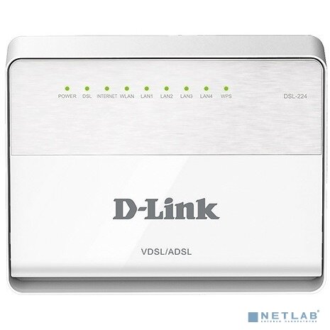 D-Link Модем D-Link DSL-224/R1A Беспроводной маршрутизатор VDSL2 с поддержкой ADSL2+