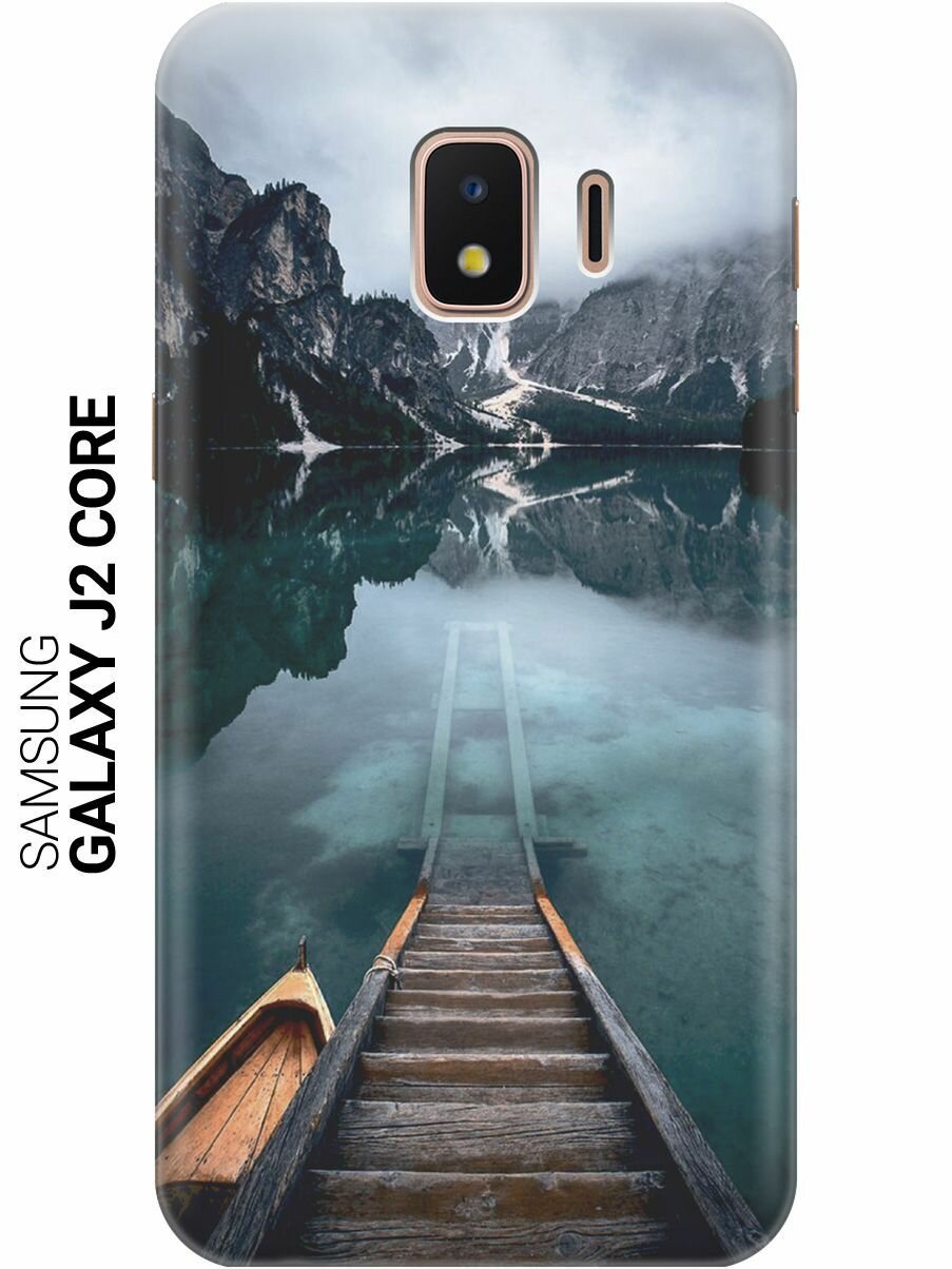 Силиконовый чехол на Samsung Galaxy J2 Core / Самсунг Джей 2 Кор с принтом "Горы, озеро, облака"