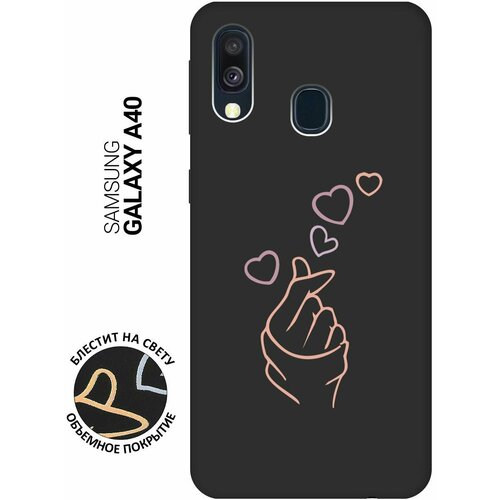 Матовый Soft Touch силиконовый чехол на Samsung Galaxy A40, Самсунг А40 с 3D принтом K-Heart черный матовый soft touch силиконовый чехол на samsung galaxy a40 самсунг а40 с 3d принтом kiss черный