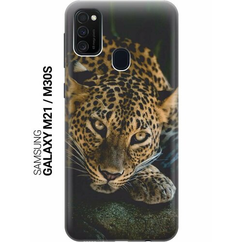 ультратонкий силиконовый чехол накладка для samsung galaxy a3 2016 с принтом загадочный леопард Ультратонкий силиконовый чехол-накладка для Samsung Galaxy M21, M30s с принтом Загадочный леопард
