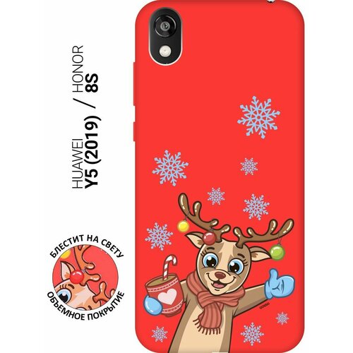 Силиконовая чехол-накладка Silky Touch для Huawei Y5 (2019), Honor 8S с принтом Christmas Deer красная силиконовая чехол накладка silky touch для xiaomi redmi 7a с принтом christmas deer красная