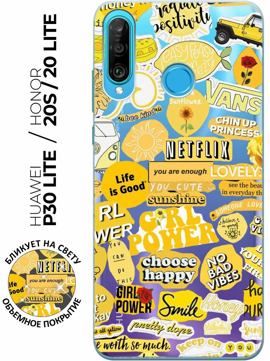 Силиконовый чехол Hippie Stickers на Huawei P30 Lite / Honor 20 Lite / Honor 20s / Хуавей П30 Лайт / Хонор 20 Лайт / Хонор 20s