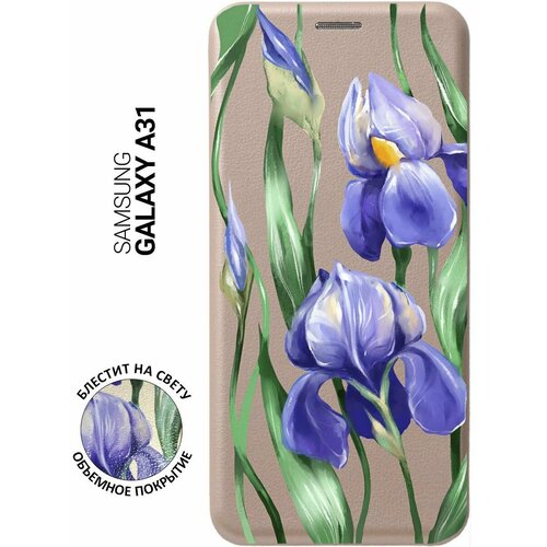 Чехол-книжка на Samsung Galaxy A31, Самсунг А31 с 3D принтом Amazing Irises золотистый чехол книжка на samsung galaxy a21s самсунг а21с с 3d принтом amazing irises золотистый