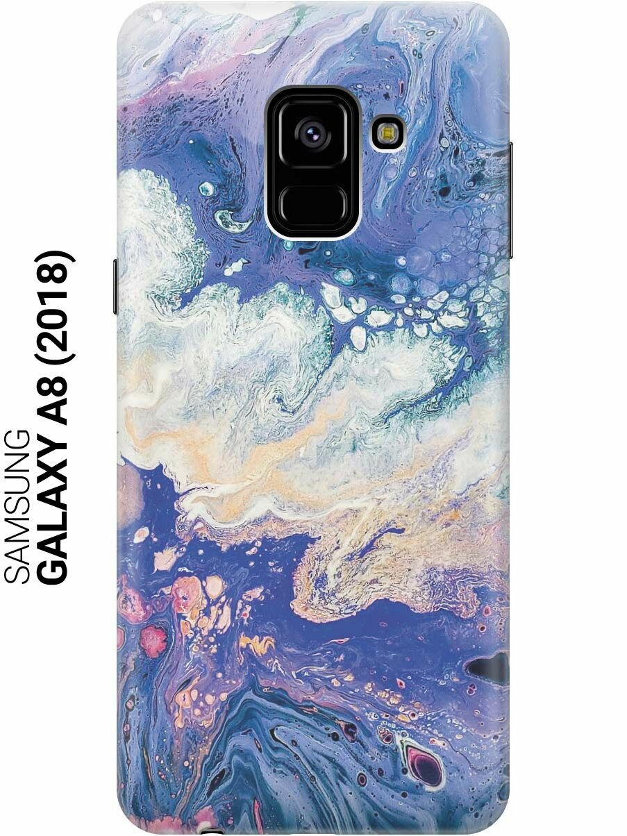 Ультратонкий силиконовый чехол-накладка для Samsung Galaxy A8 (2018) с принтом "Фиолетовый мрамор"
