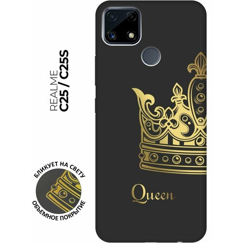 Матовый чехол True Queen для Realme C25 / C25S / Рилми С25 / С25с с 3D эффектом черный матовый чехол rich scrooge для realme c25 c25s рилми с25 с25с с 3d эффектом черный