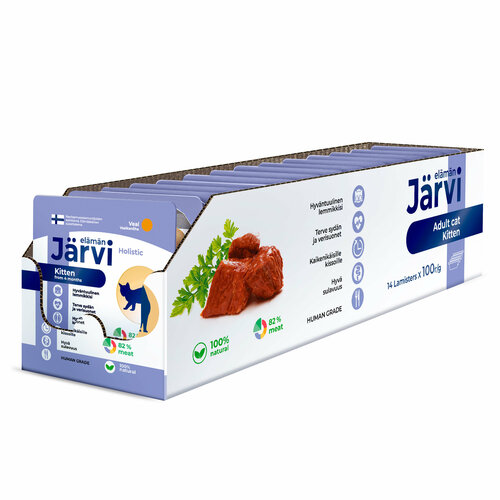 Jarvi мясной паштет с телятиной для котят 100 г. упаковка 14 шт