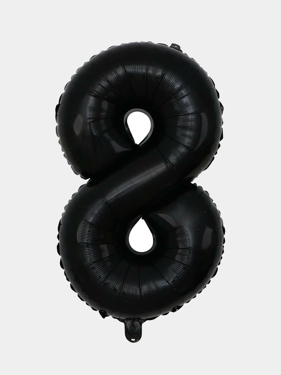Воздушный фольгированный шар "Цифра 8" на день рождение, черный