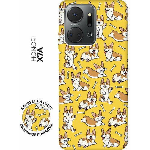 Матовый чехол Corgi Pattern для Honor X7a / Хонор Х7а с 3D эффектом желтый матовый чехол corgi pattern для honor x7 хонор х7 с 3d эффектом желтый