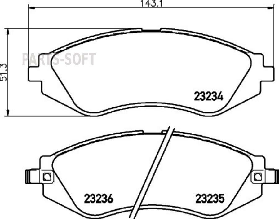 BEHR-HELLA 8DB355029-561 Колодки тормозные NAO CHEVROLET LACETTI (J200) NUBIRA station wagon NUBIRA notchback REZZO / DAEW