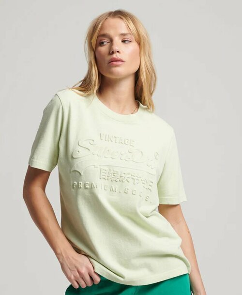 Футболка Superdry EMBOSSED VL T SHIRT, размер 14, зеленый