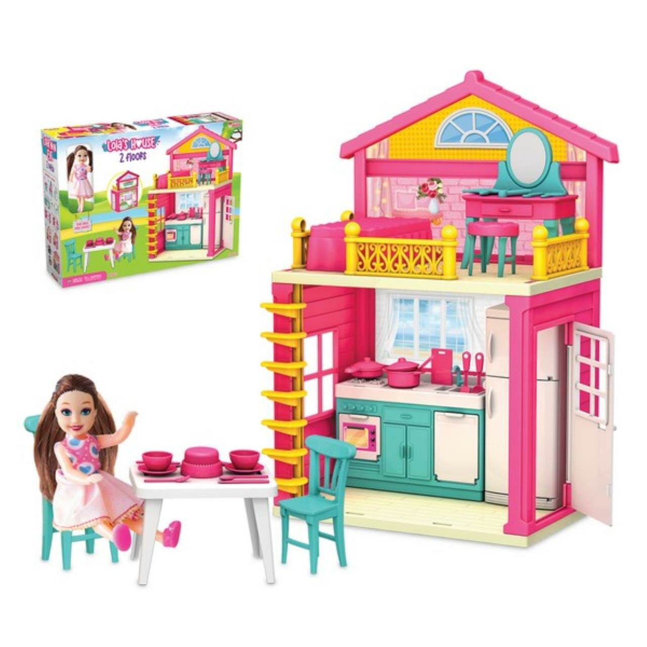 Игрушка "Дом для куклы" Lola's house 2 floors, с куклой и аксесс. DeDe, в к 40,5x29,5x9 см