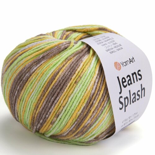 Пряжа Jeans Splash, YarnArt, желт/сал/какао - 958, 55% хлопок, 45% акрил, 5 мотков, 50 г, 160 м.