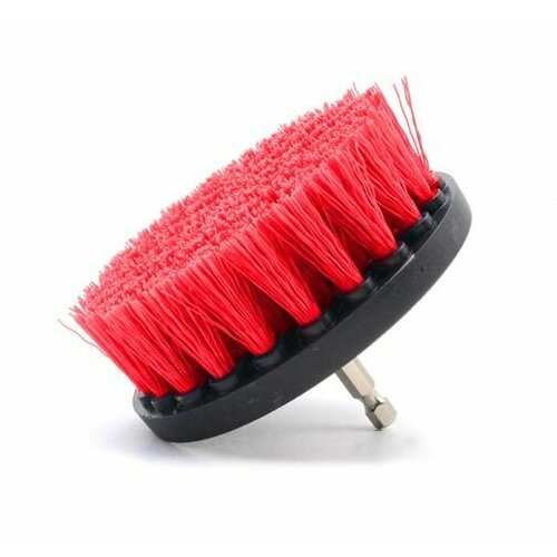 Щетка для чистки текстиля с креплением для шуруповерта красная жесткая AutoMagic 100мм