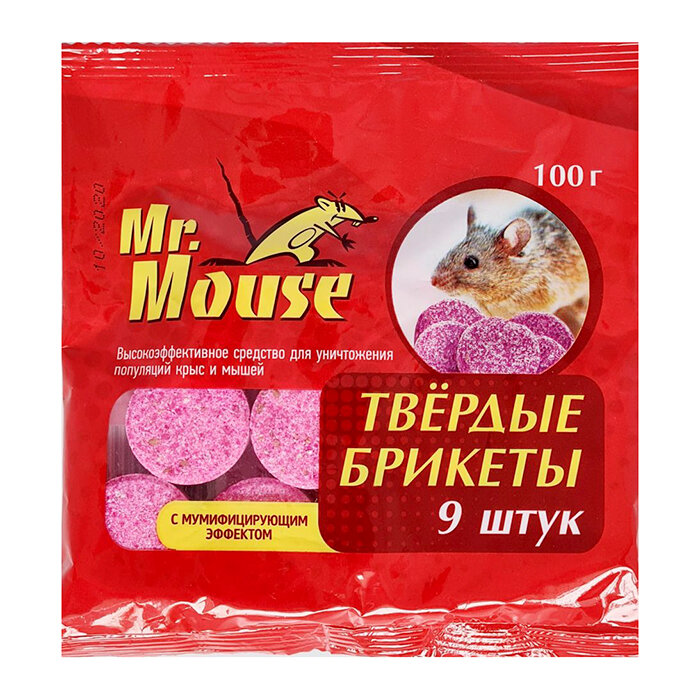 Брикет восковый от грызунов 100 г "Mr. mouse"