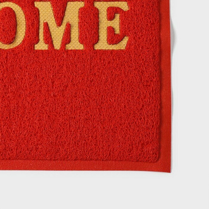 Коврик придверный Доляна Welcome с окантовкой, 38×58 см, цвет красный - фотография № 4
