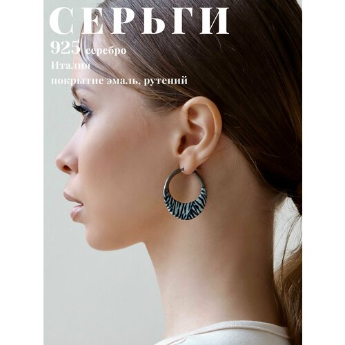 Серьги серебро, 925 проба, размер 35 мм, черный