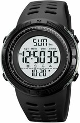 Часы спортивные SKMEI-1251, белый экран, черный, с секундомером, будильником, таймером, водонепроницаемые, скмей