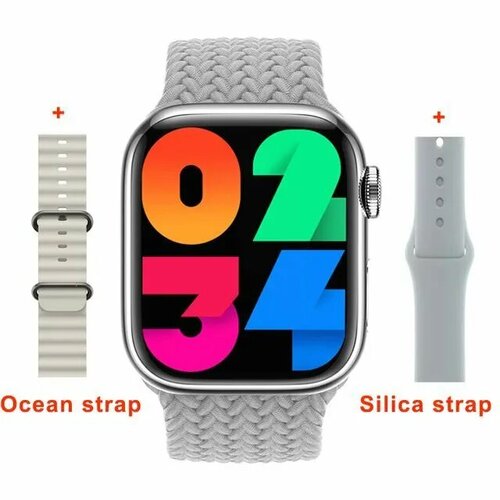 Смарт часы HW9 PRO MAX PREMIUM Series Smart Watch Amoled 3 ремешка iOS Android Bluetooth звонки Уведомления Серебристые 397400₽