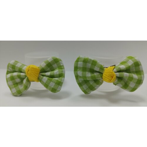 Бантики для девочки зеленые с желтым пара