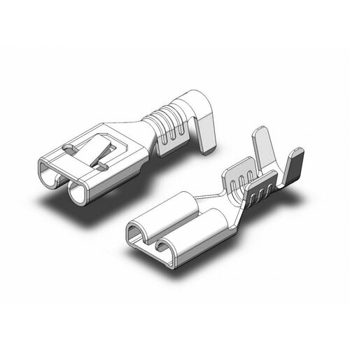Клемма плоская неизолированная - гнездо (мама) 4.8мм 0.5-1кв. мм луженая с замком SF2Dmini(A), Hisar (250 шт)