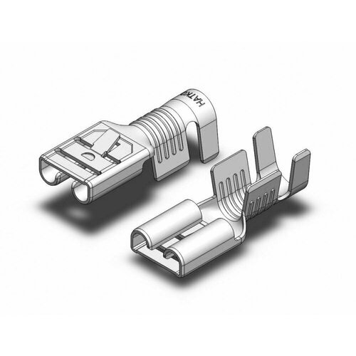 Клемма плоская неизолированная - гнездо (мама) 6.3мм 4-6кв. мм луженая с замком SF2DB, Hatko (25 шт)