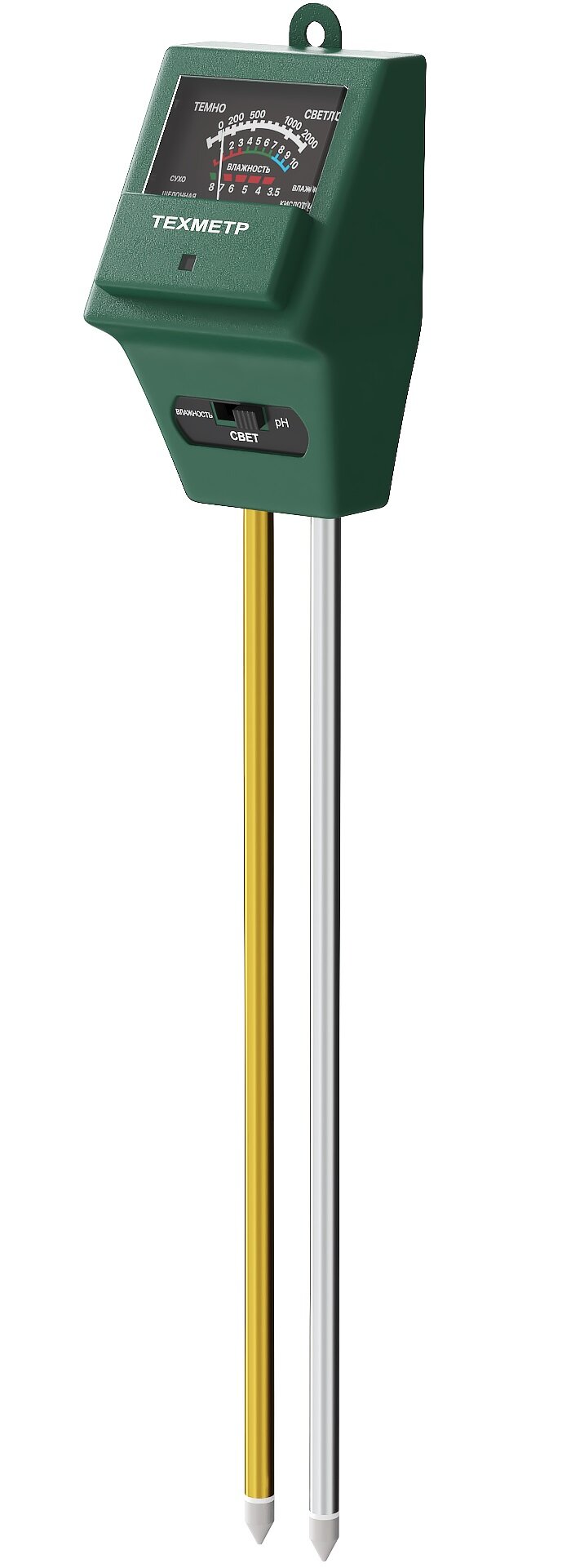 Измеритель кислотности (pH), влажности и освещенности почвы техметр КВО-7 (Зеленый) - фотография № 3