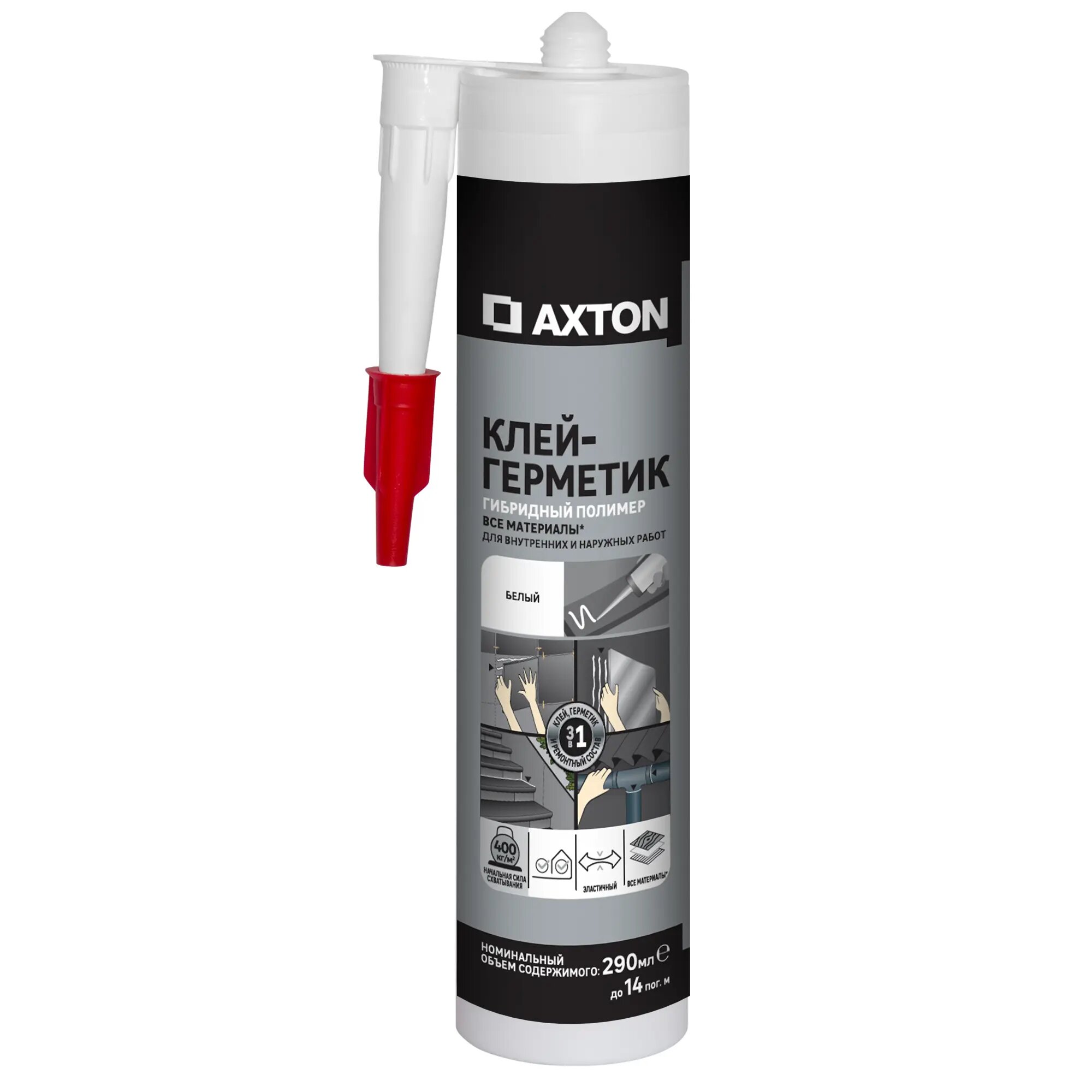 фото Клей-герметик монтажный гибридный полимер Axton 290 мл белый