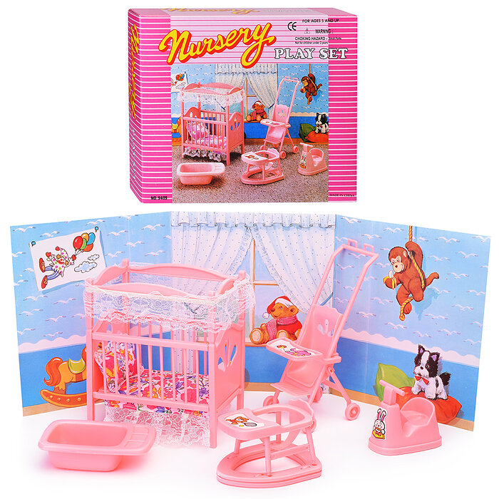 Набор мебели для кукол 9409 "Детская комната" в коробке