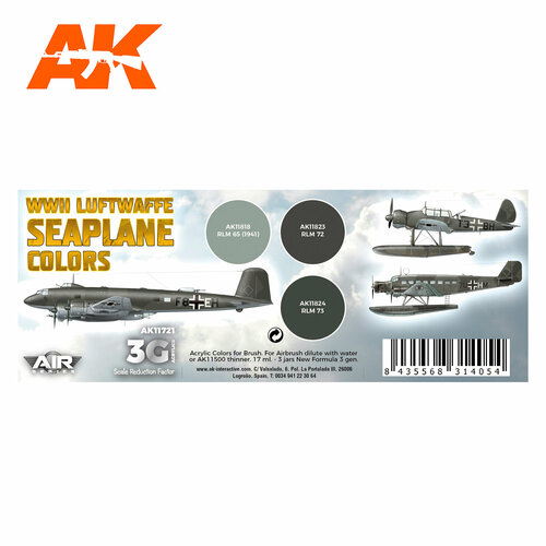 AK11721 Набор красок WWII Luftwaffe Seaplane Colors SET 3G