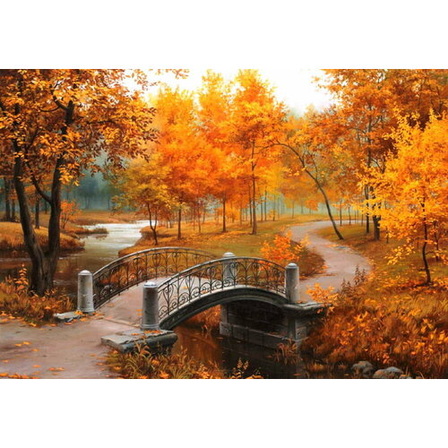 Алмазная картина 40х50 Осенний парк с подрамником
