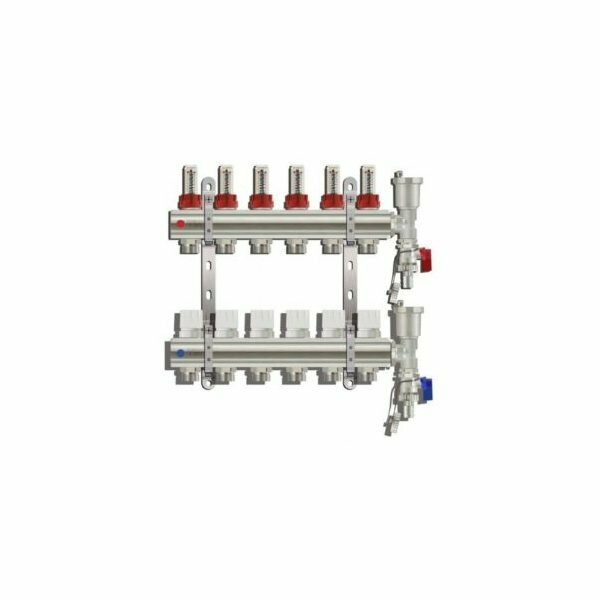 Коллекторный блок со встроенными расходомерами для тёплого пола QS-1881