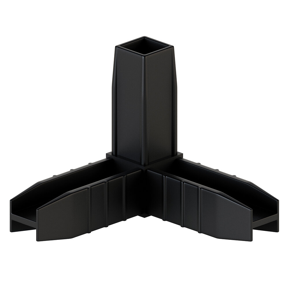 фото Соединитель для профиля квадратного сечения 3-палый черный